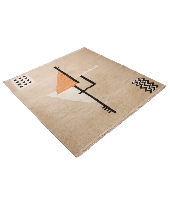 183x180 cm Handgewebter Moderner  Woll-Kelim-Teppich