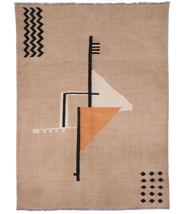 201x149 cm Handwoven Modern Red Wool Kilim Rug