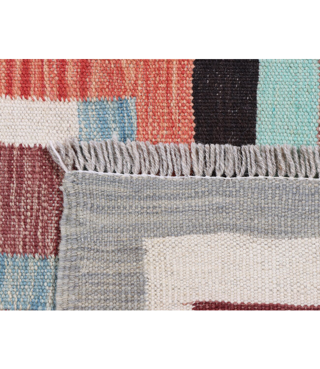 209x151 cm Handgewebter Moderner  Woll-Kelim-Teppich