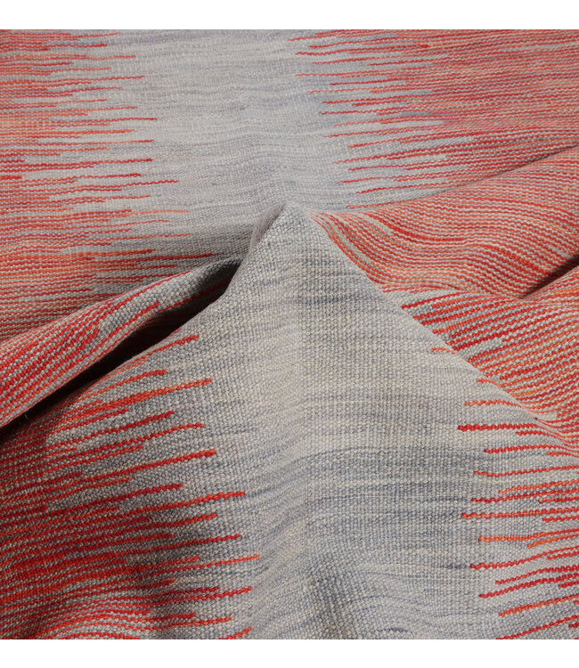 202x148 cm Handwoven Modern Red Wool Kilim Rug