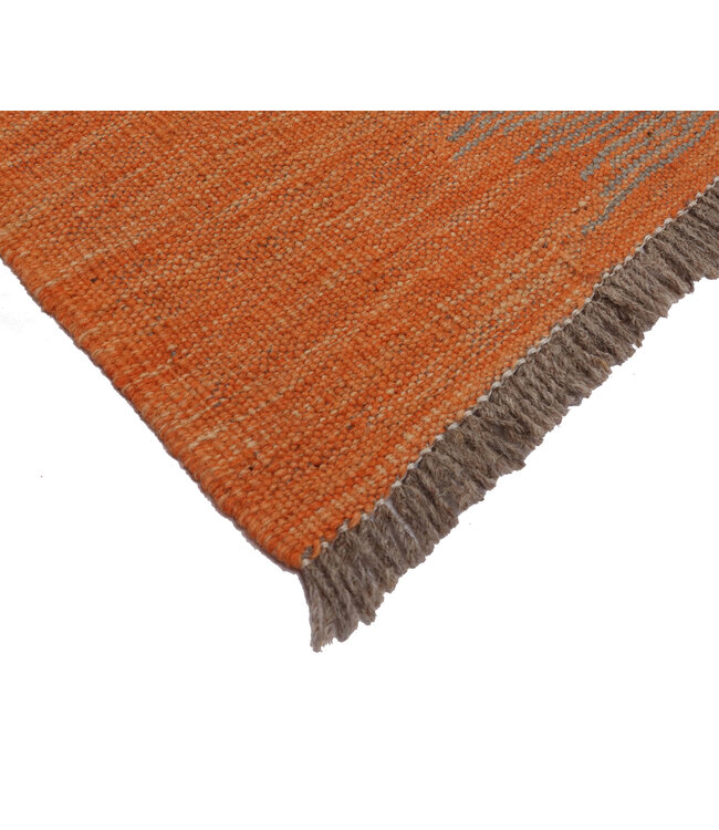 205x151 cm Handwoven Modern Red Wool Kilim Rug