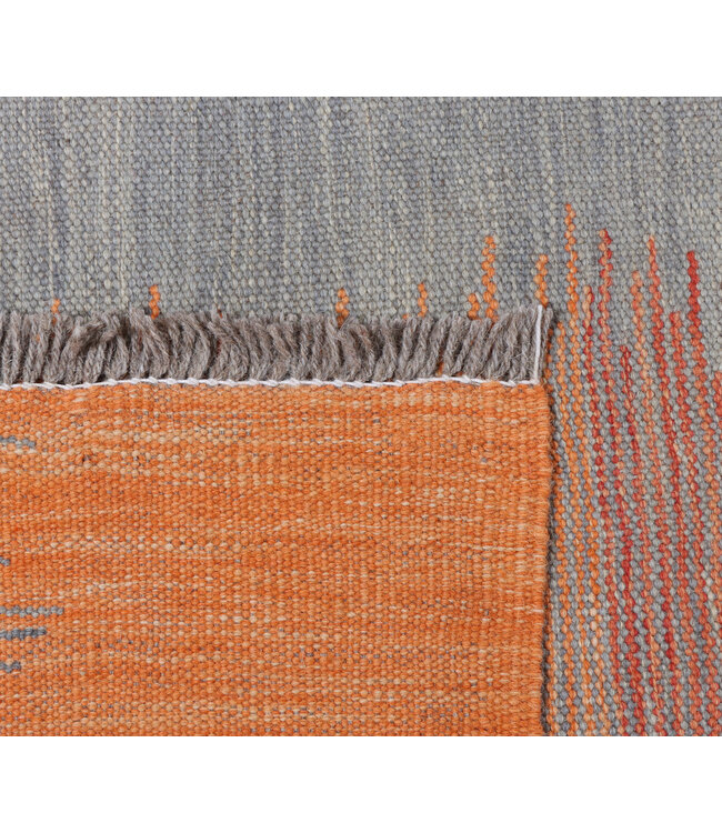 205x151 cm Handwoven Modern Red Wool Kilim Rug