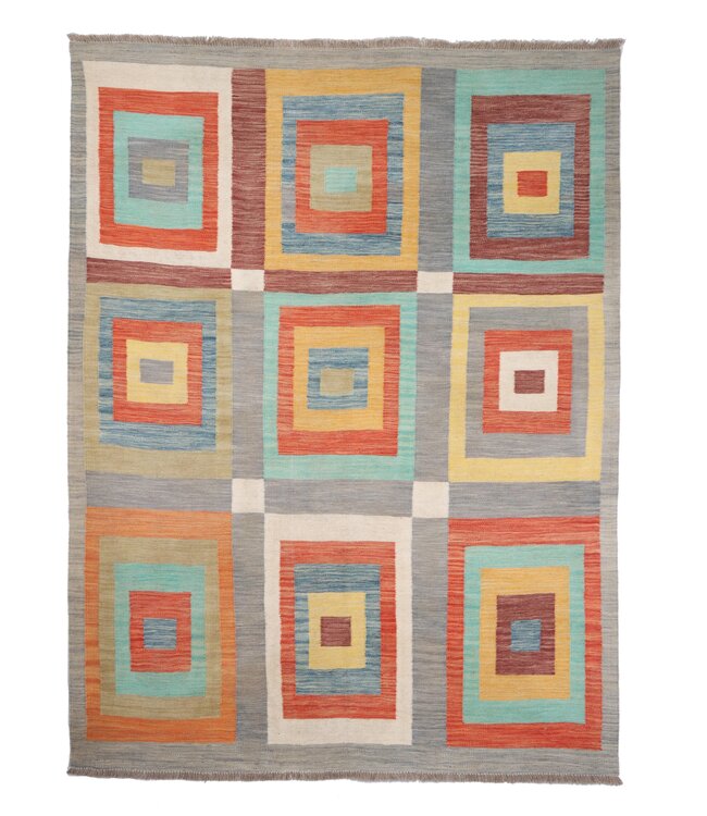 205x150 cm Handgewebter Moderner  Woll-Kelim-Teppich