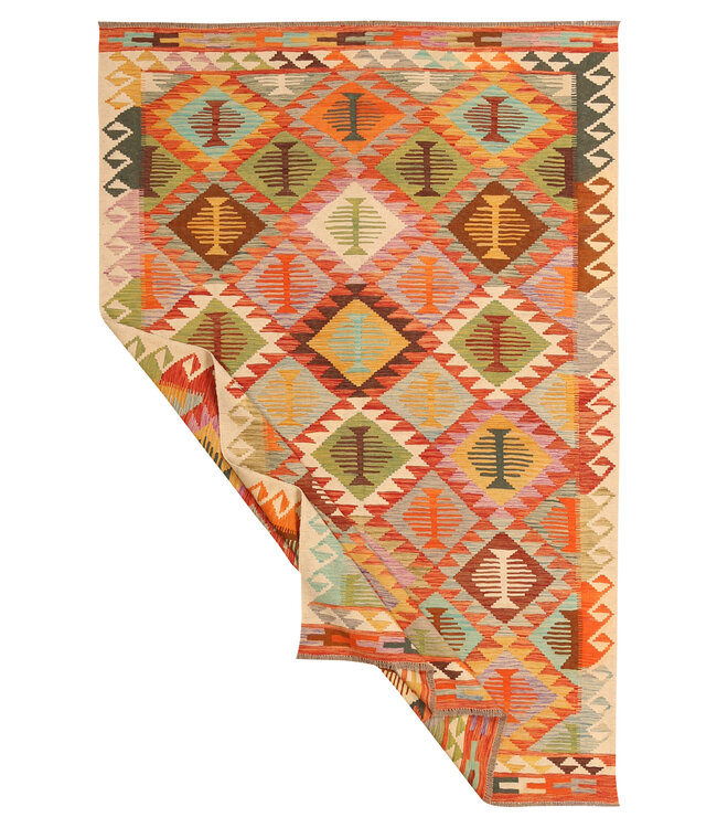 300x200cm Handwoven Traditional Kelim Area Rug Wool Carpet