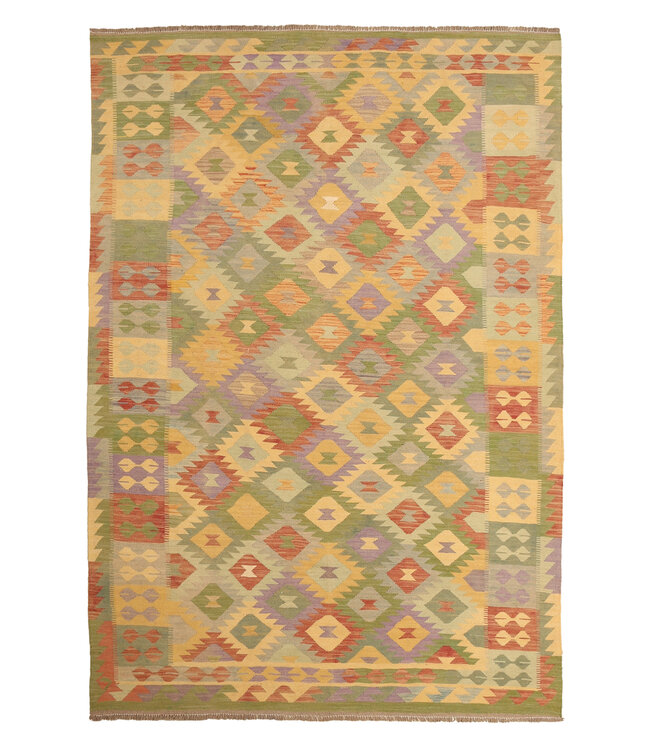 294x200cm Handwoven Traditional Kelim Area Rug Wool Carpet