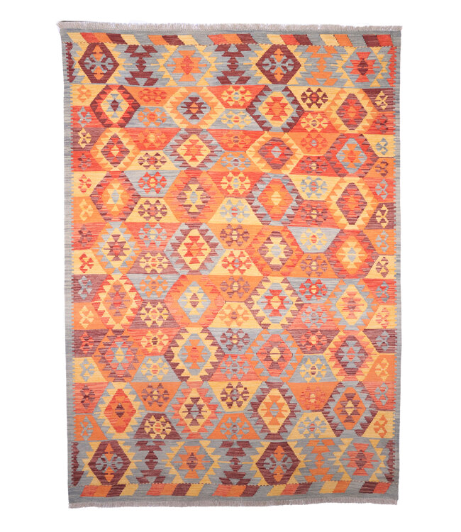 Kelimshop 248x176 cm Handgewebter Traditioneller Kelim Teppich Woll