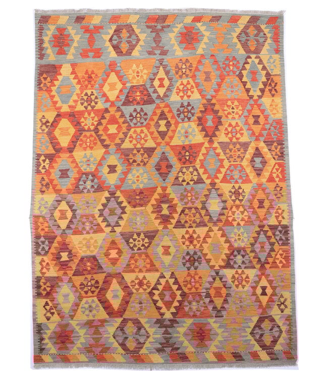 240x176cm Handwoven Traditional Kelim Area Rug Wool Carpet