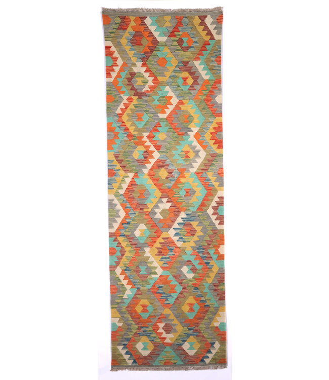 243x73cm  Handgewebter Kelim Läufer  Wollteppich