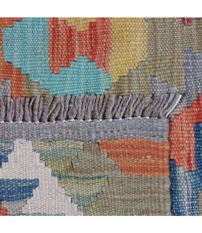 243x73cm  Handgeweven Kelim Loper  Wol  Vloerkleed Tapijt