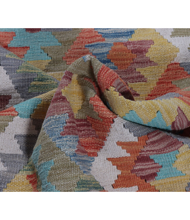 243x73cm  Handgeweven Kelim Loper  Wol  Vloerkleed Tapijt