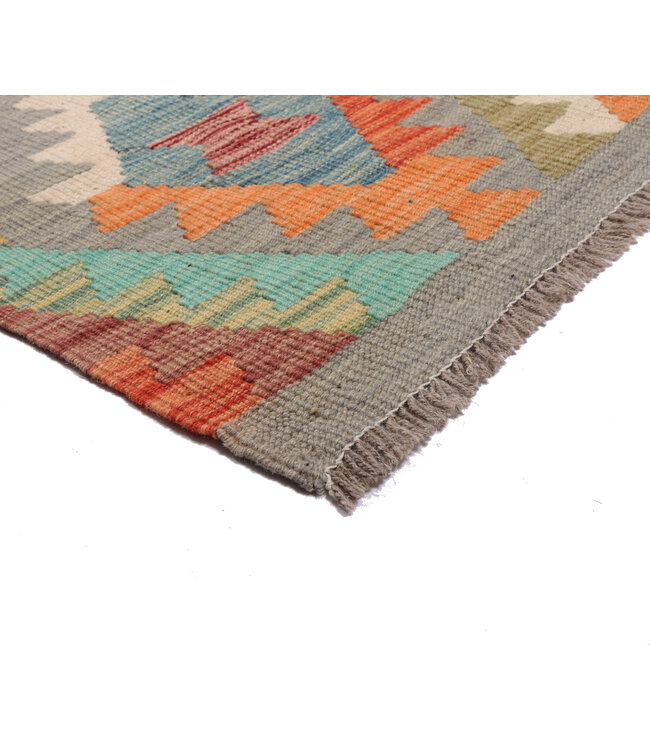 249x81 cm Handgeweven Kelim Loper  Wol  Vloerkleed Tapijt