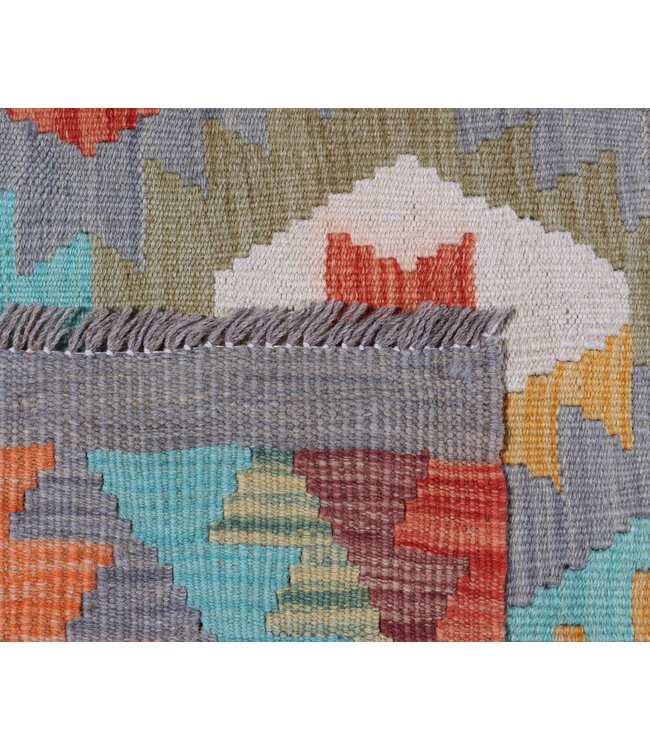 249x81 cm Handgeweven Kelim Loper  Wol  Vloerkleed Tapijt