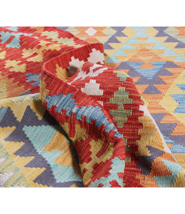 288x200cm Handgeweven Traditionele Kelim Vloerkleed Wol Tapijt