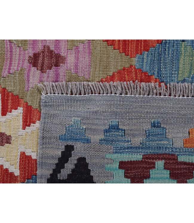 242x203cm Handgeweven Traditionele Kelim Vloerkleed Wol Tapijt