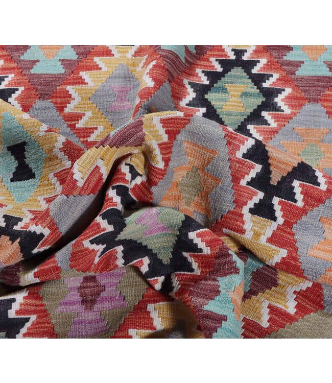 242x203cm Handwoven Traditional Kelim Area Rug Wool Carpet