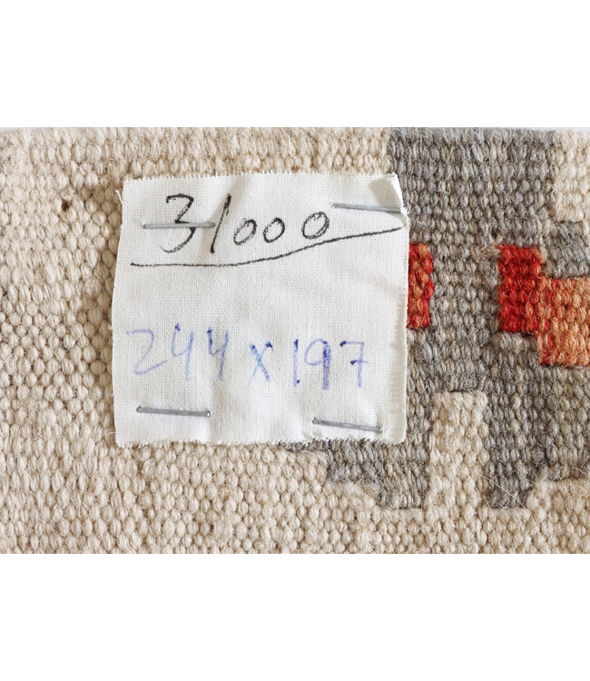 244x197cm Handgewebter Traditioneller Kelim Teppich Woll