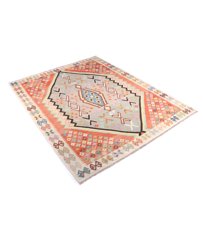 244x197cm Handwoven Traditional Kelim Area Rug Wool Carpet