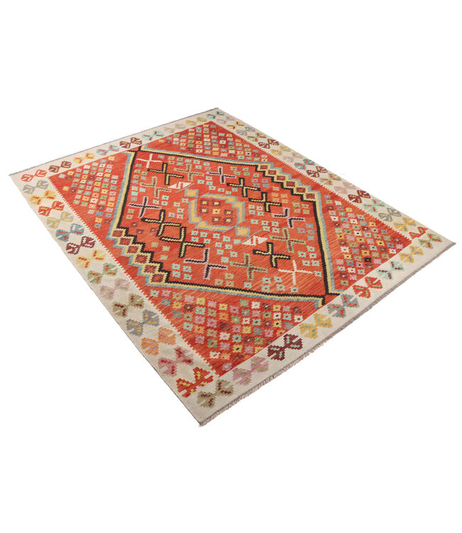 242x200 cm Handgewebter Traditioneller Kelim Teppich Woll