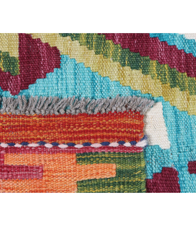 248x179 cm Handgeweven Traditionele Kelim Vloerkleed Wol Tapijt