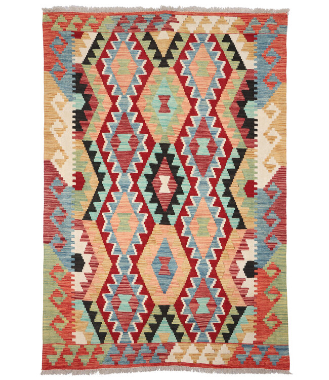 184x128 cm Handwoven Traditional Kelim Area Rug Wool Carpet