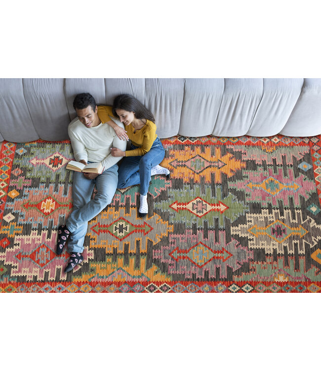 Naila kelim Handgeweven 307x199cm  Traditional Kelim Tapijt Wol