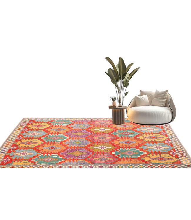 Naila kelim Handgeweven  350x247 cmTraditional Kelim Tapijt Wol