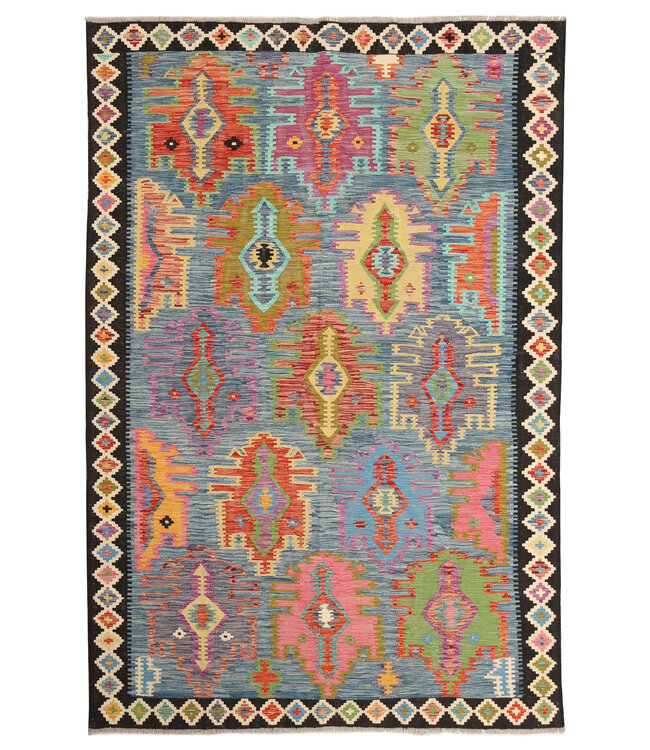 Naila kelim  Handgemacht  291x196 cm  Traditional Wolle Kelim Teppich