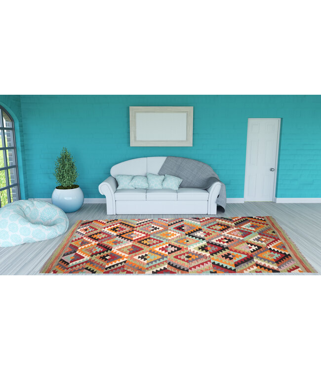 300x197 cm Handgefertigter Afghanischer traditioneller Kelim Teppich Woll