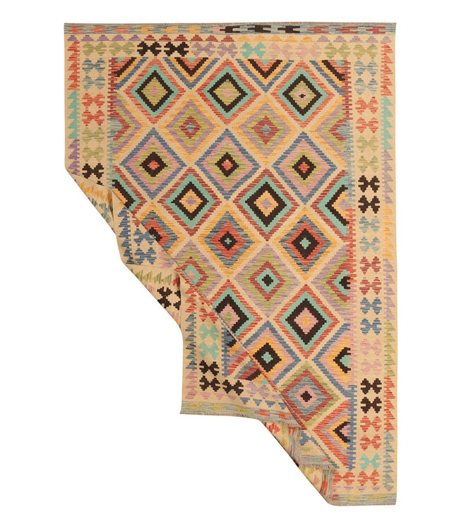 294x202cm Handgeweven Traditionele Kelim Vloerkleed Wol Tapijt