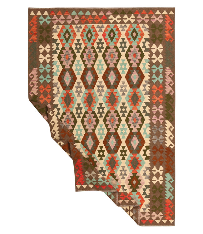 303x205cm Handgeweven Traditionele Kelim Vloerkleed Wol Tapijt