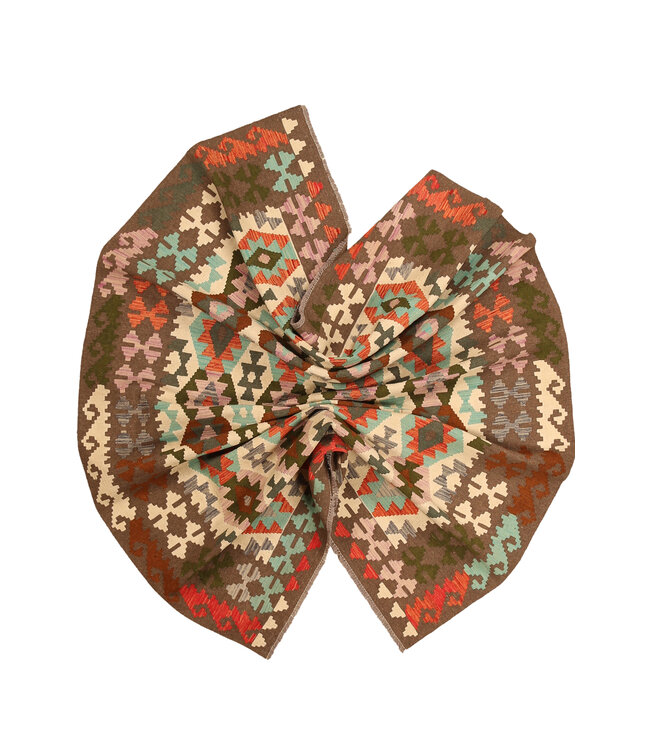 303x205cm Handgeweven Traditionele Kelim Vloerkleed Wol Tapijt