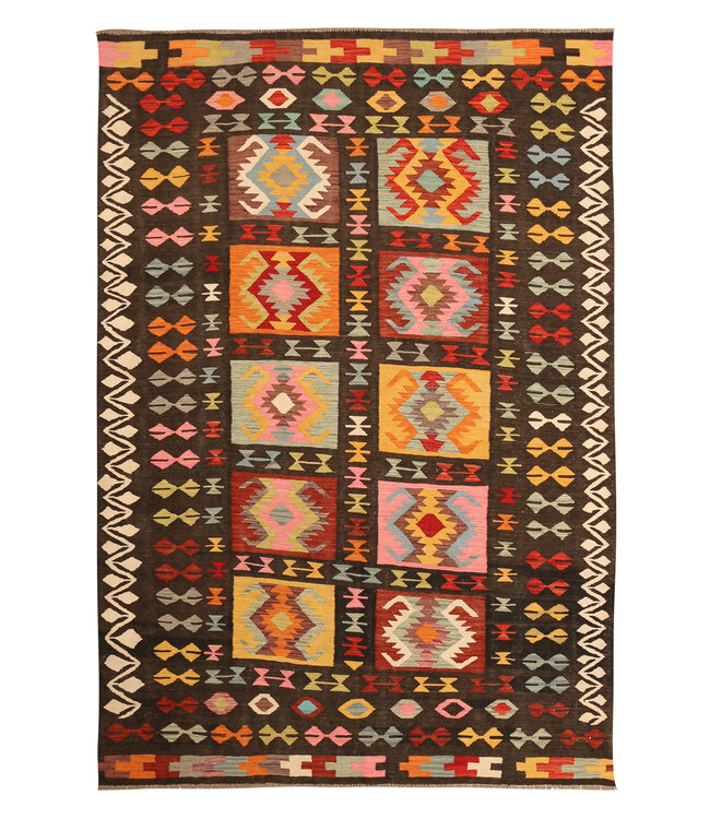 293x200cm Handgewebter Traditioneller Kelim Teppich Woll