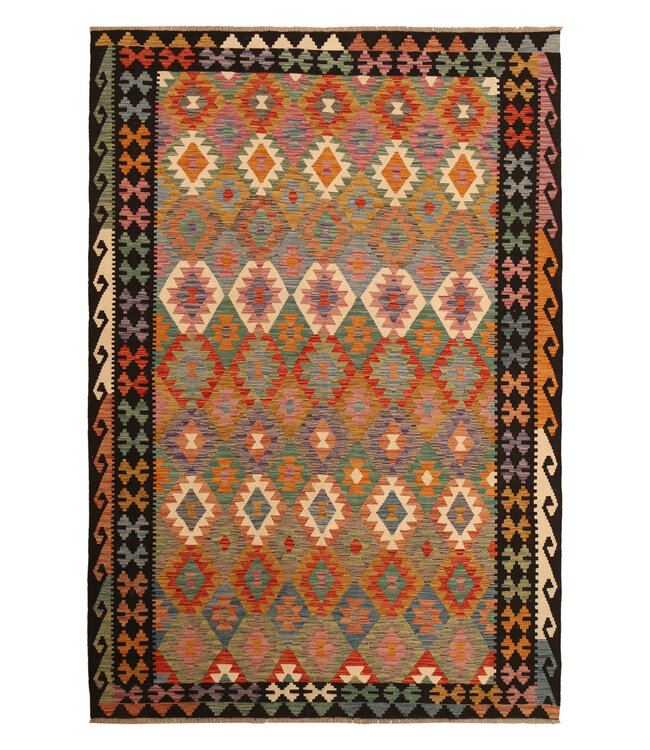 300x205cm Handgewebter Traditioneller Kelim Teppich Woll