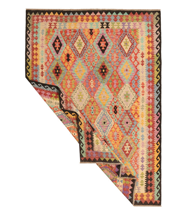 301x207cm Handwoven Traditional Kelim Area Rug Wool Carpet