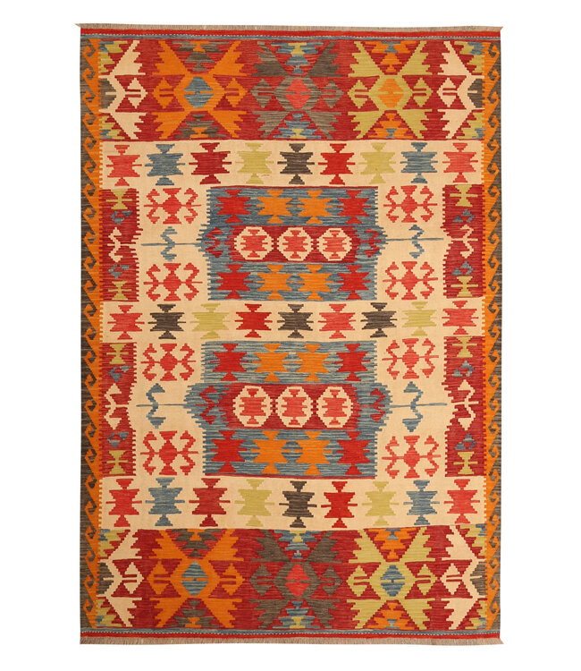 295x204cm Handwoven Traditional Kelim Area Rug Wool Carpet