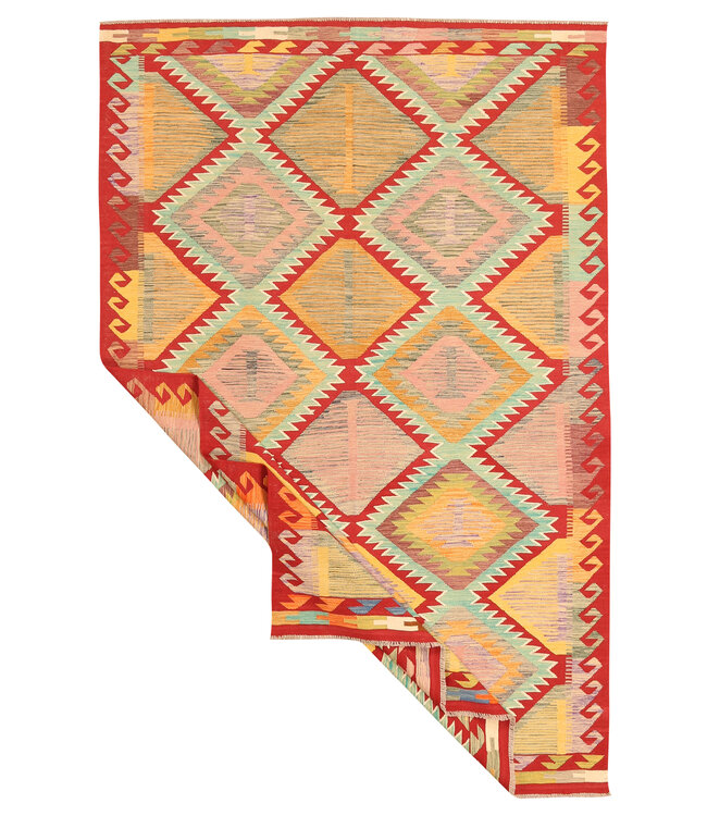 302x198cm Handwoven Traditional Kelim Area Rug Wool Carpet