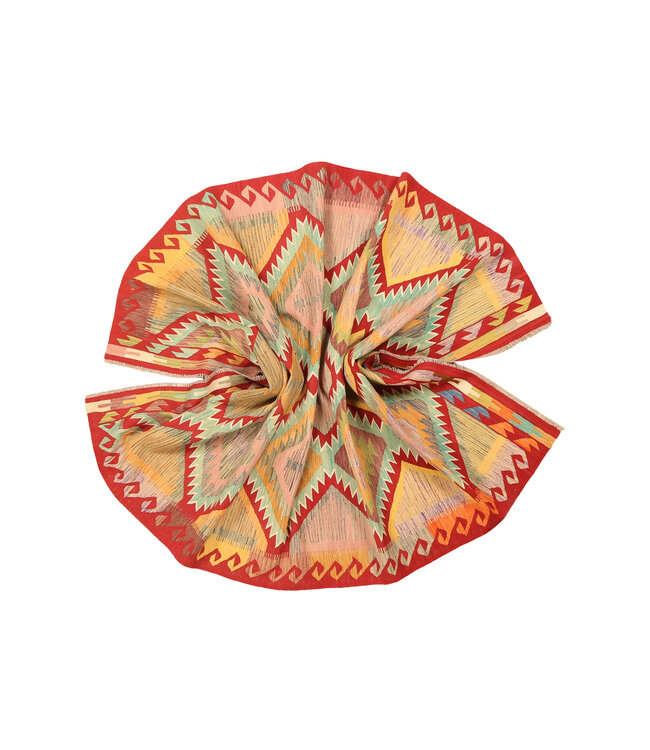 302x198cm Handgeweven Traditionele Kelim Vloerkleed Wol Tapijt