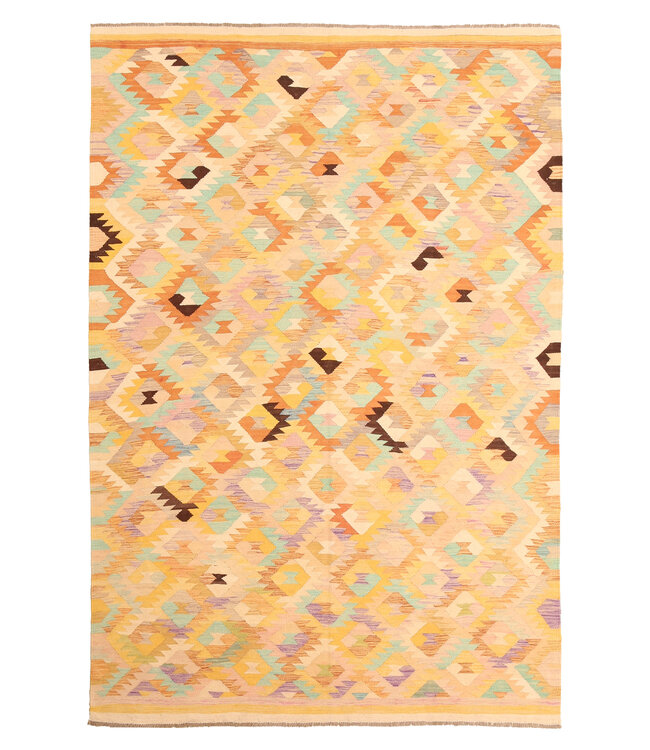 298x200cm Handwoven Traditional Kelim Area Rug Wool Carpet