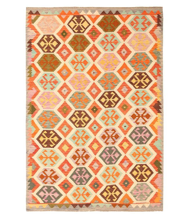 300x202cm Handgewebter Traditioneller Kelim Teppich Woll