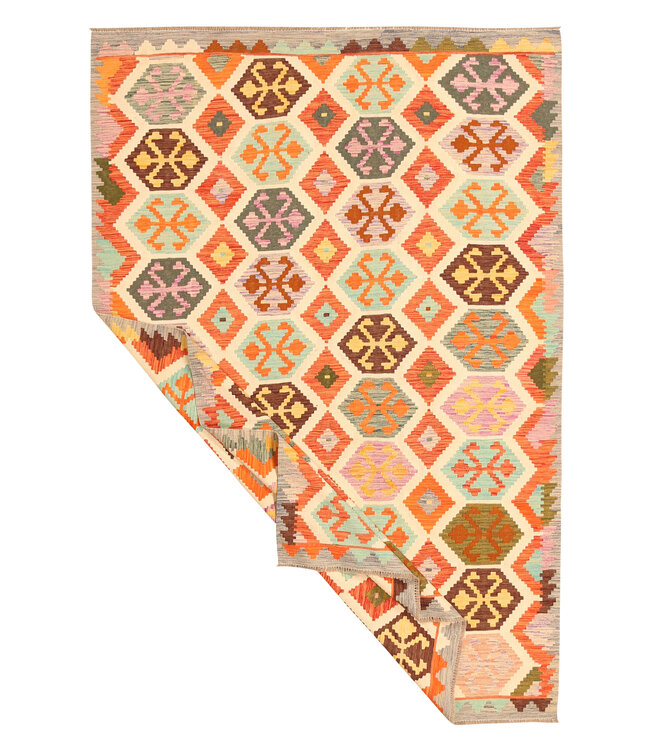 300x202cm Handgewebter Traditioneller Kelim Teppich Woll