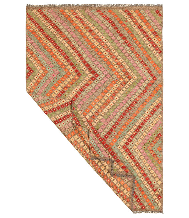 295x200cm Handgewebter Traditioneller Kelim Teppich Woll