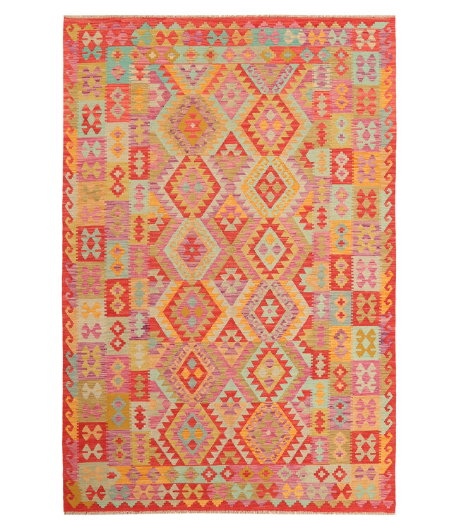 298x201cm Handgewebter Traditioneller Kelim Teppich Woll