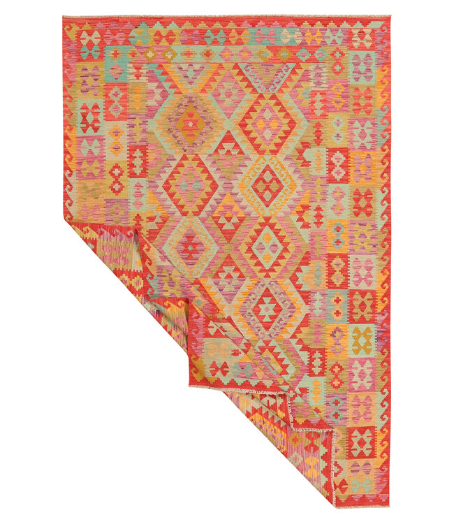 298x201cm Handwoven Traditional Kelim Area Rug Wool Carpet