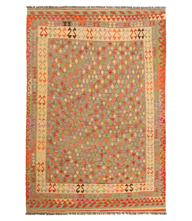 295x200cm Handgeweven Traditionele Kelim Vloerkleed Wol Tapijt