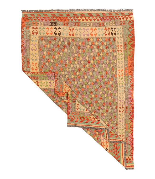 295x200cm Handwoven Traditional Kelim Area Rug Wool Carpet