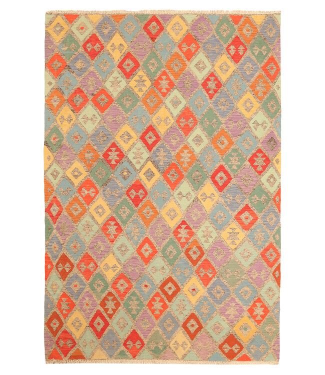 293x200cm Handgeweven Traditionele Kelim Vloerkleed Wol Tapijt