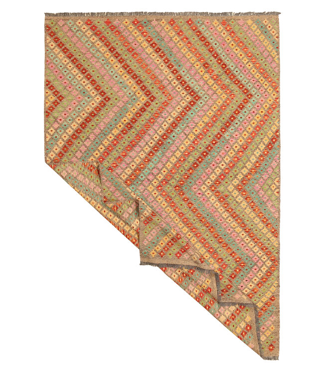 305x206cm Afghanischer orientalischer Wollteppich handgefertigter Kelim-Teppich