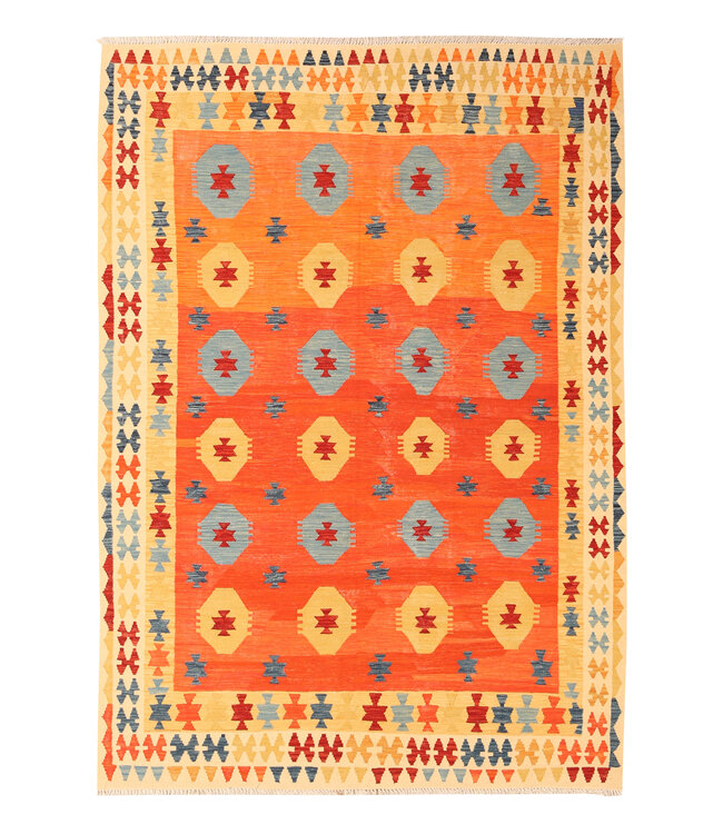 288x201cm Afghanischer orientalischer Wollteppich handgefertigter Kelim-Teppich