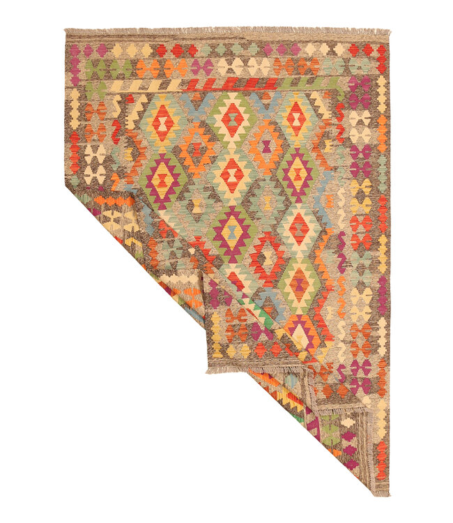 286x199cm Afghanischer orientalischer Wollteppich handgefertigter Kelim-Teppich