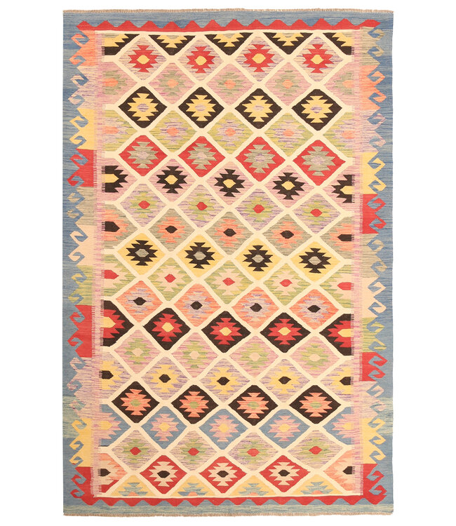 309x200cm Afghanischer orientalischer Wollteppich handgefertigter Kelim-Teppich
